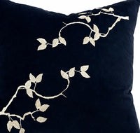 Branch Embroidered Velvet Pillow – Right