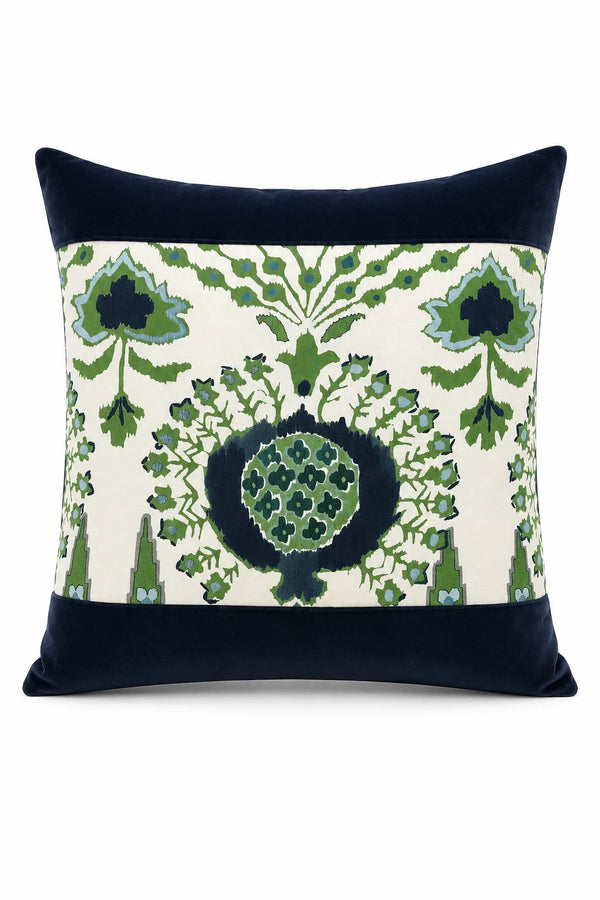 Indigo Garden Velvet Pillow