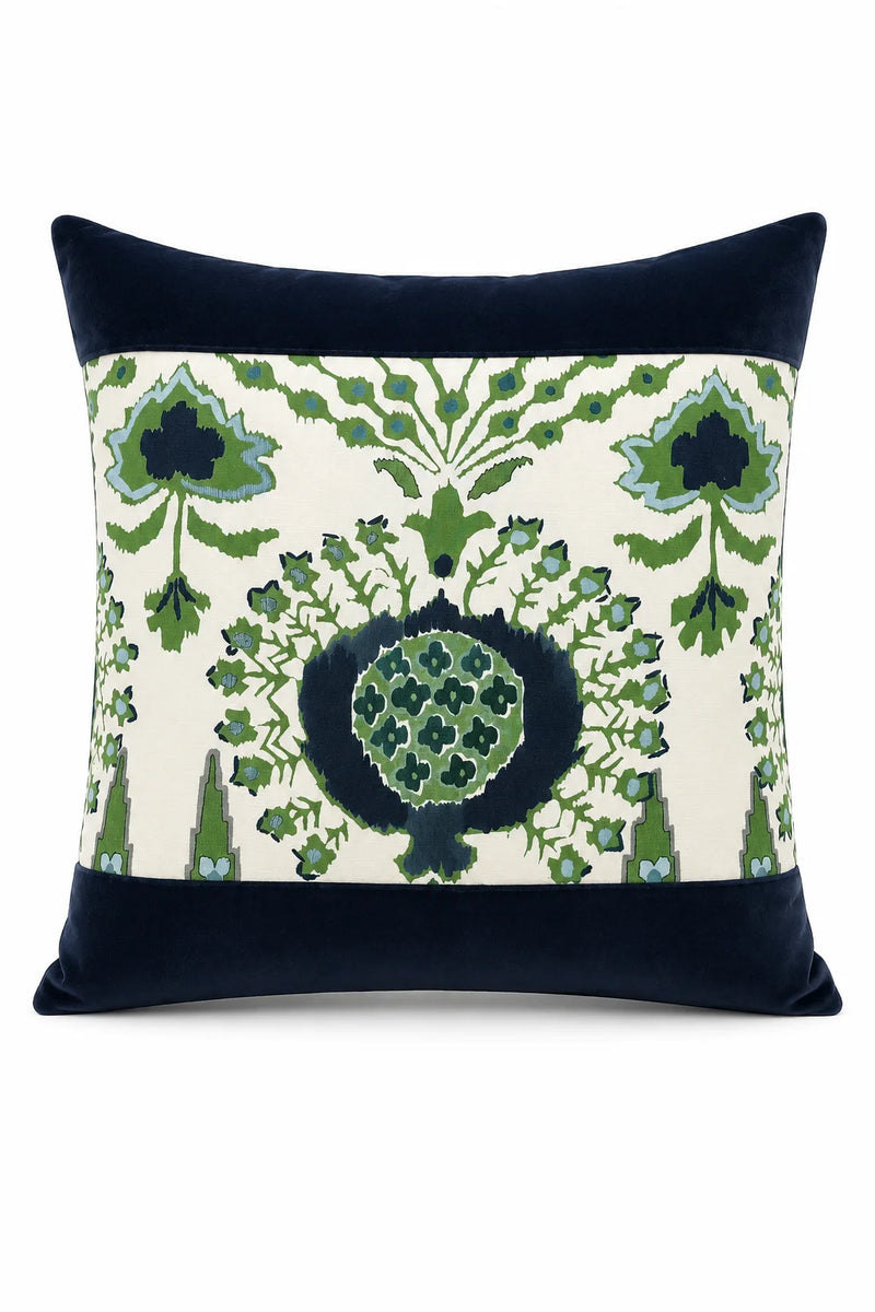 Indigo Garden Velvet Pillow