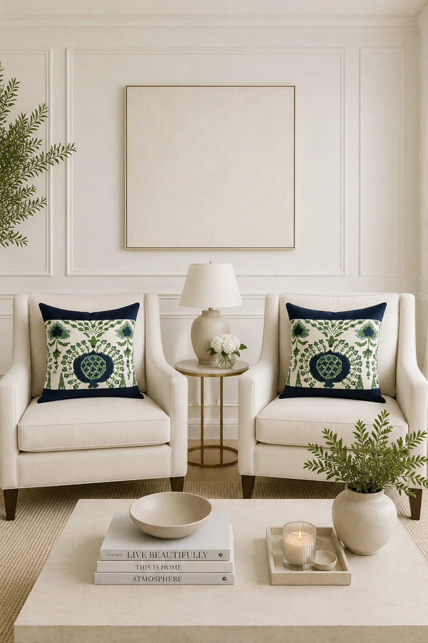 Indigo Garden Velvet Pillow