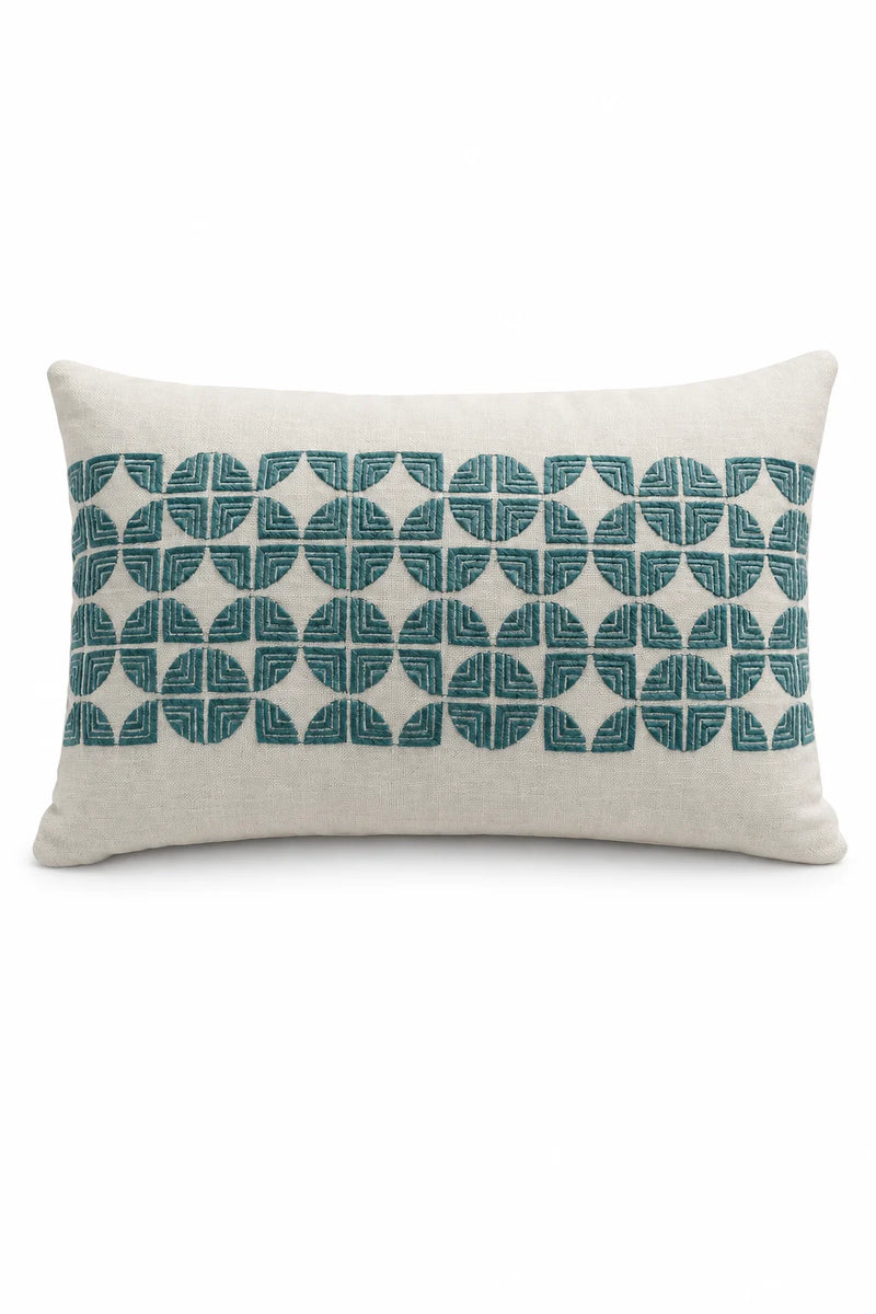 Geo Lumbar Pillow — Teal