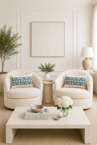 Geo Lumbar Pillow — Teal