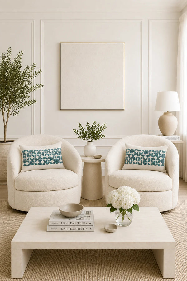 Geo Lumbar Pillow — Teal