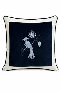Paradise Bird Embroidered Velvet Pillow – Right