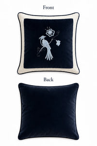 Paradise Bird Embroidered Velvet Pillow – Right