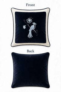 Paradise Bird Embroidered Velvet Pillow – Left