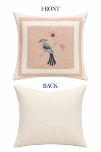 Blush Songbird Embroidered Pillow – Right