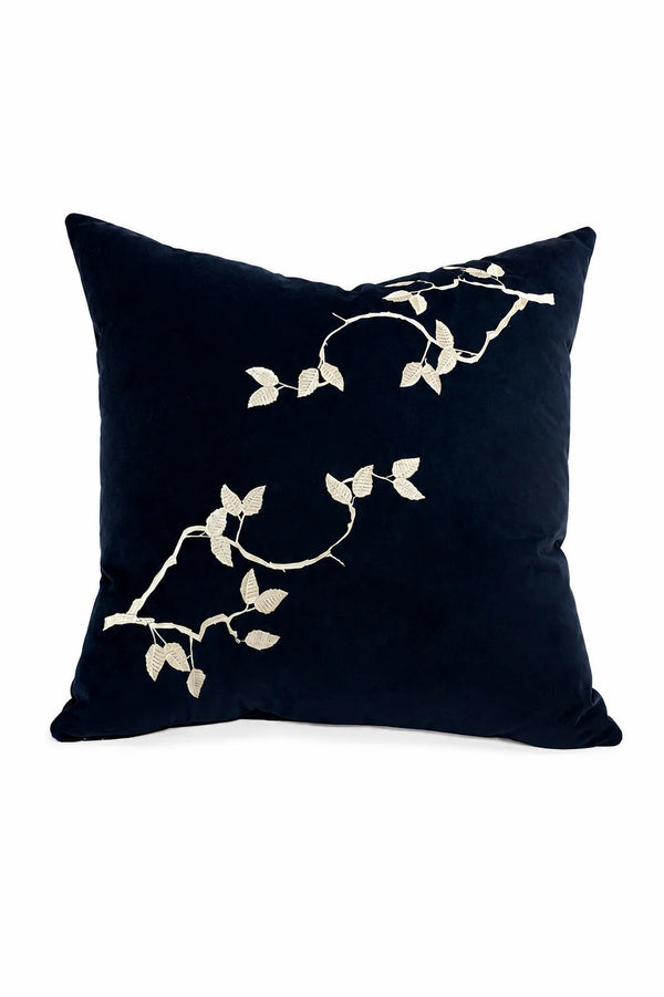 Branch Embroidered Velvet Pillow – Right