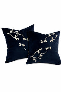 Branch Embroidered Velvet Pillow – Right