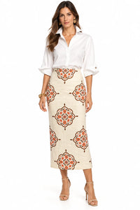 Indian Print Linen Skirt