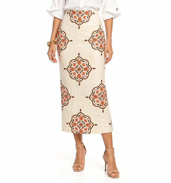 Indian Print Linen Skirt