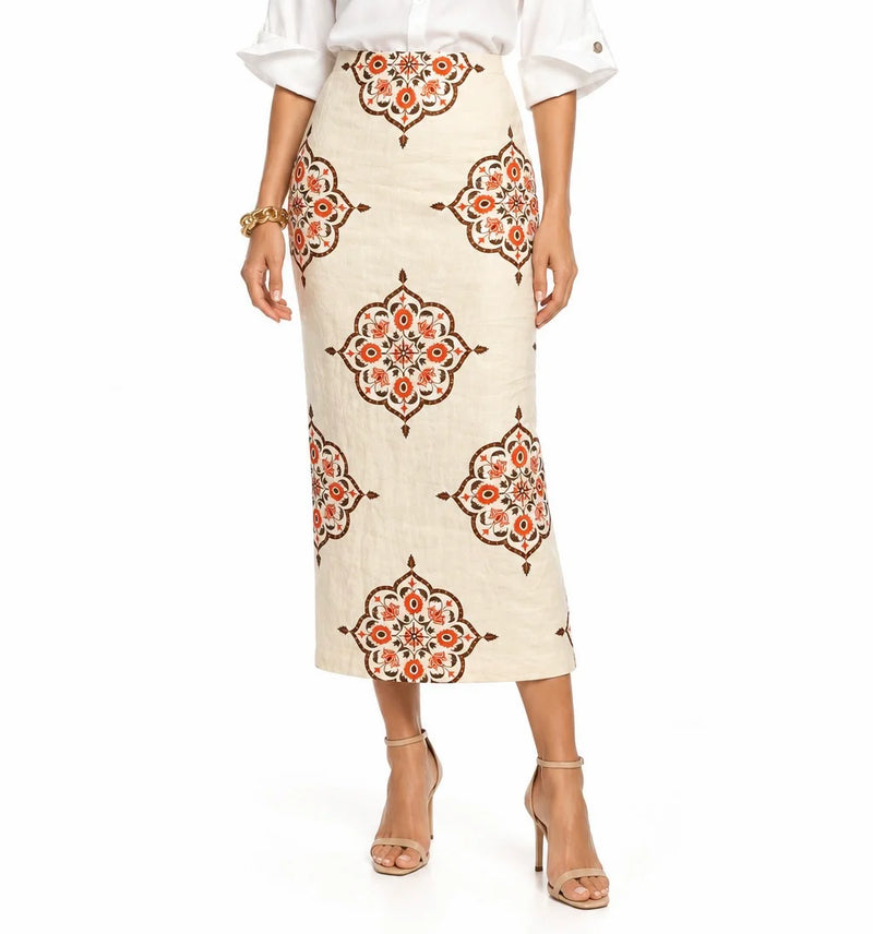 Indian Print Linen Skirt