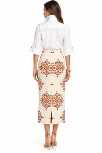 Indian Print Linen Skirt