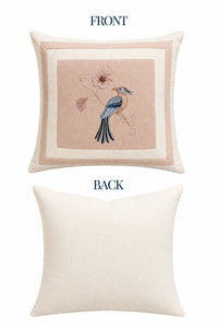 Blush Songbird Embroidered Pillow – Left