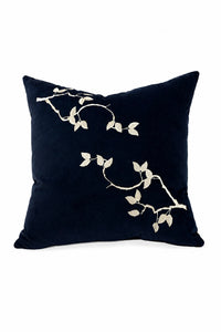 Branch Embroidered Velvet Pillow – Left