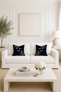Branch Embroidered Velvet Pillow – Right