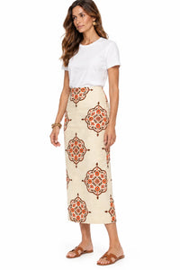 Indian Print Linen Skirt