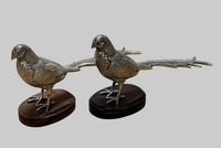 Silver Pair Vintage Pheasant